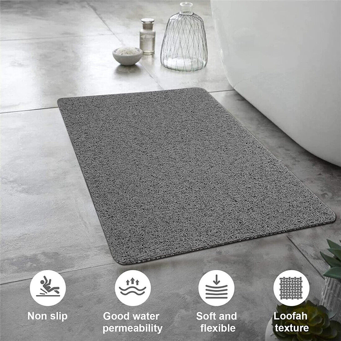 Shower Mat for Inside Shower Silk Circle Bathmat Nonslip