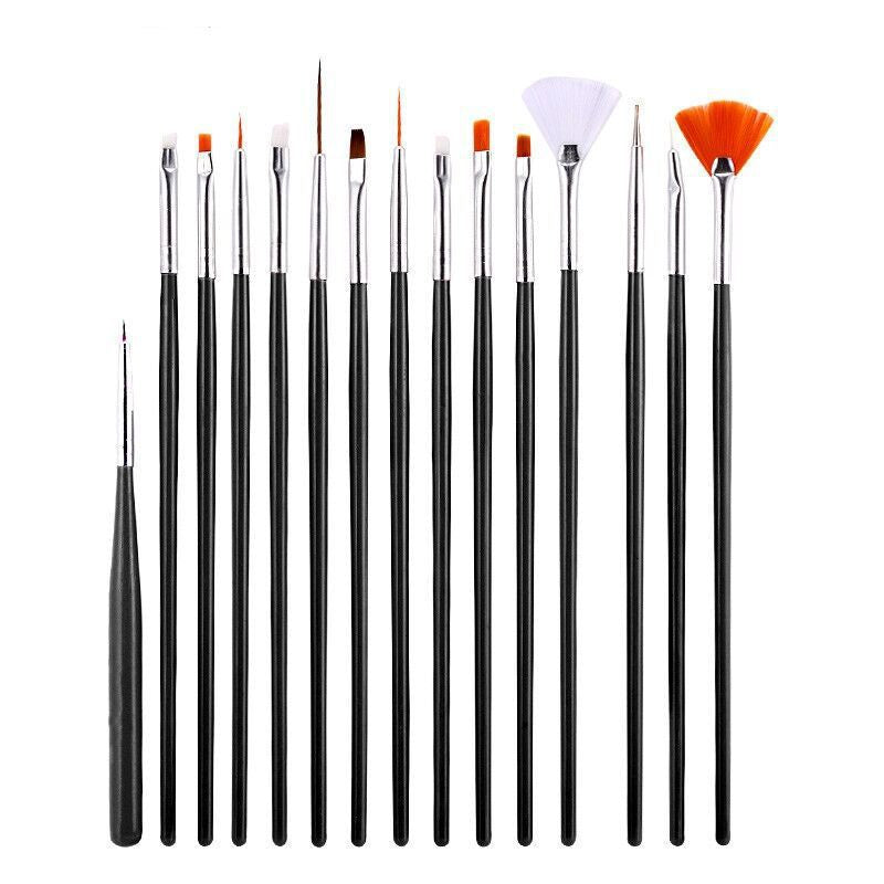 15-Piece Nail Art Brush Set – Dotting, Painting & Design Tools for UV Gel & Acrylic Nails