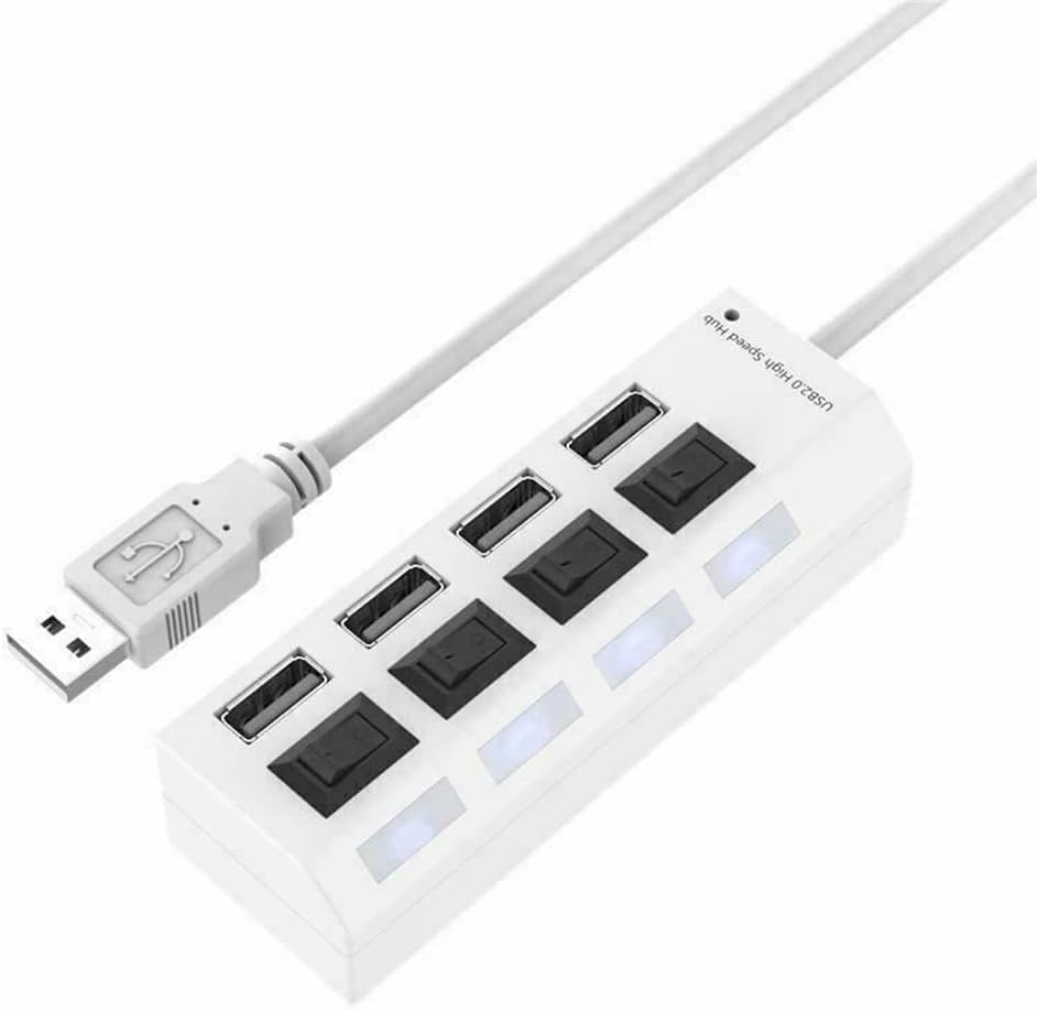 High Speed 4 Port USB 2.0 Hub – Multi Splitter Expansion for Mac & PC (UK)