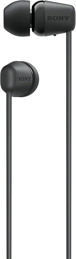 Sony WI-C100 Wireless In-ear Headphones - Up to 25 hours of battery life - Water resistant -Built-in mic for phone calls - Voice Assistant compatible - Reliable Bluetooth® connection - Black