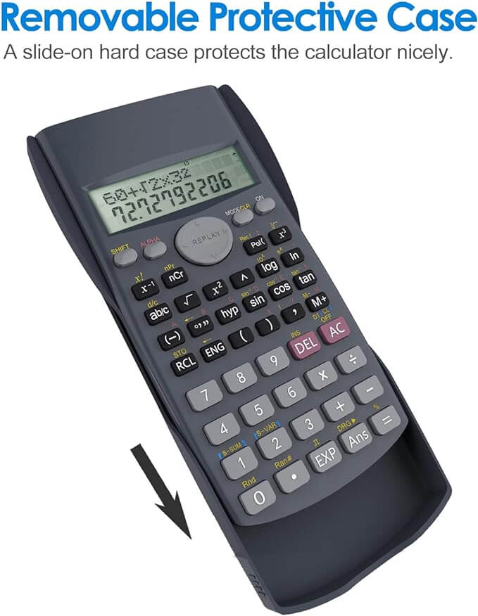 Helect 2-Line Engineering Scientific Calculator, Suitable for School and Business, Black & Orange