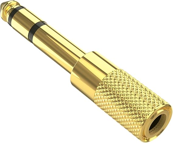 Audio Adapter 3.5mm to 6.35mm Socket Headphone Jack Plug Converter Gold Plated