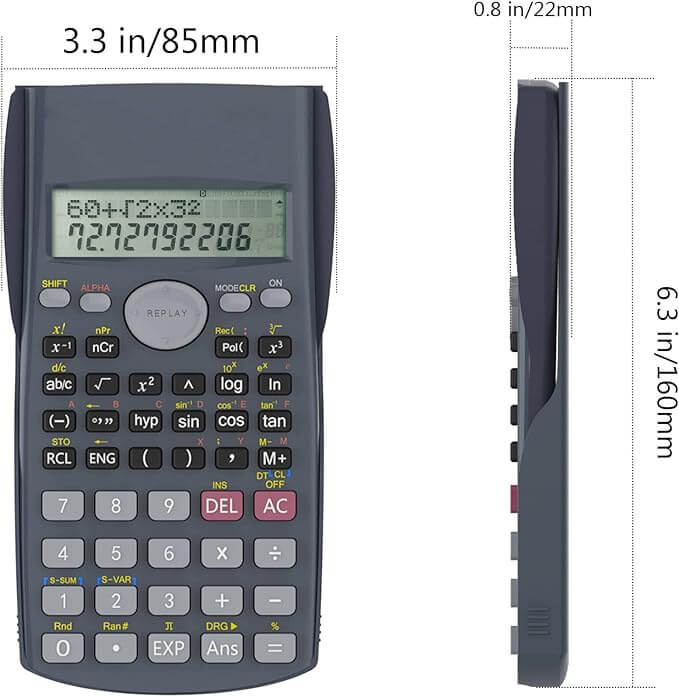 Helect 2-Line Engineering Scientific Calculator, Suitable for School and Business, Black & Orange