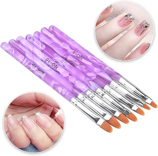 7pcs NAIL BRUSH SET Acrylic UV Builder Gel Nail Polish Art Painting KIT UK