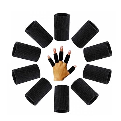 10 Pc Stretchy Finger Protector Sleeve Support Arthritis Sports Aid Wrap Straight