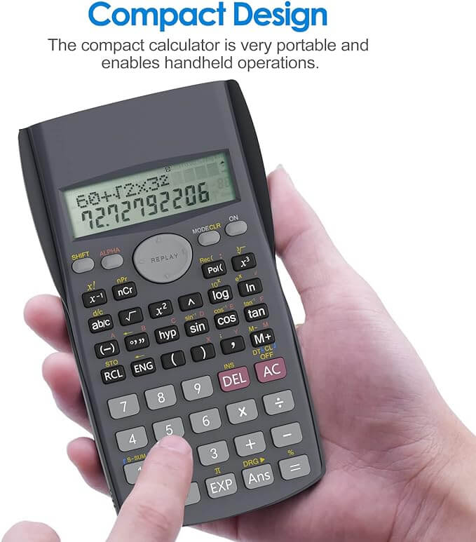 Helect 2-Line Engineering Scientific Calculator, Suitable for School and Business, Black & Orange