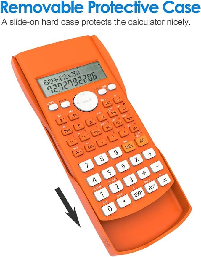 Helect 2-Line Engineering Scientific Calculator, Suitable for School and Business, Black & Orange