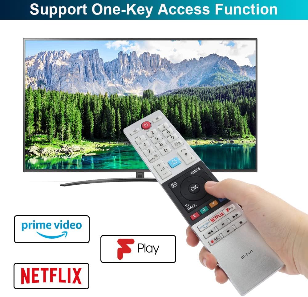 CT-8541 CT8541 30101774 RC42150P Remote Control for Toshiba UHD 2018 2019 Ready HD LCD LED TV with Prime Video Netflix F play Buttons