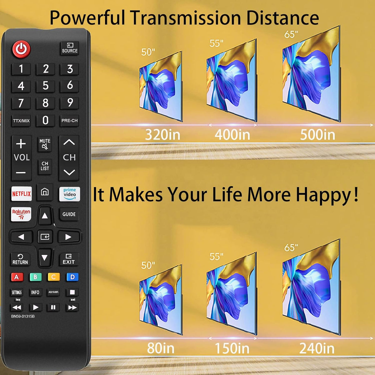 Universal Samsung Remote Control with Netflix & Prime Video Buttons ...