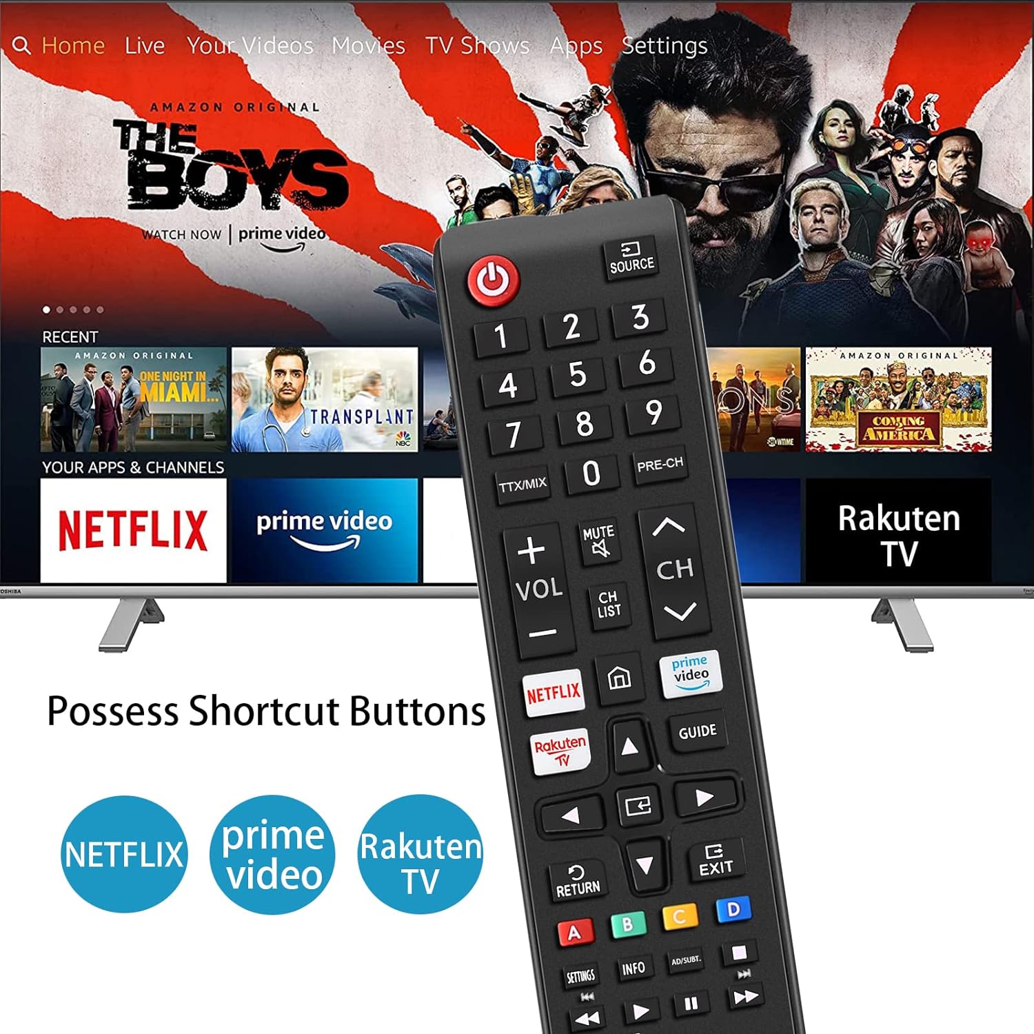 Samsung Universal Remote Control with Netflix, Prime Video & Hulu Buttons – Compatible with All Samsung Smart TVs, 4K, QLED, UHD, and LED Models