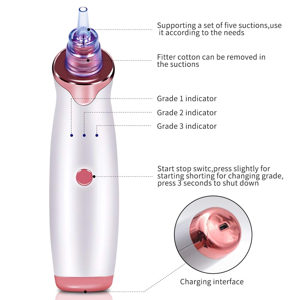 Electric Blackhead Remover with Diamond Dermabrasion and Pore Vacuum Suction