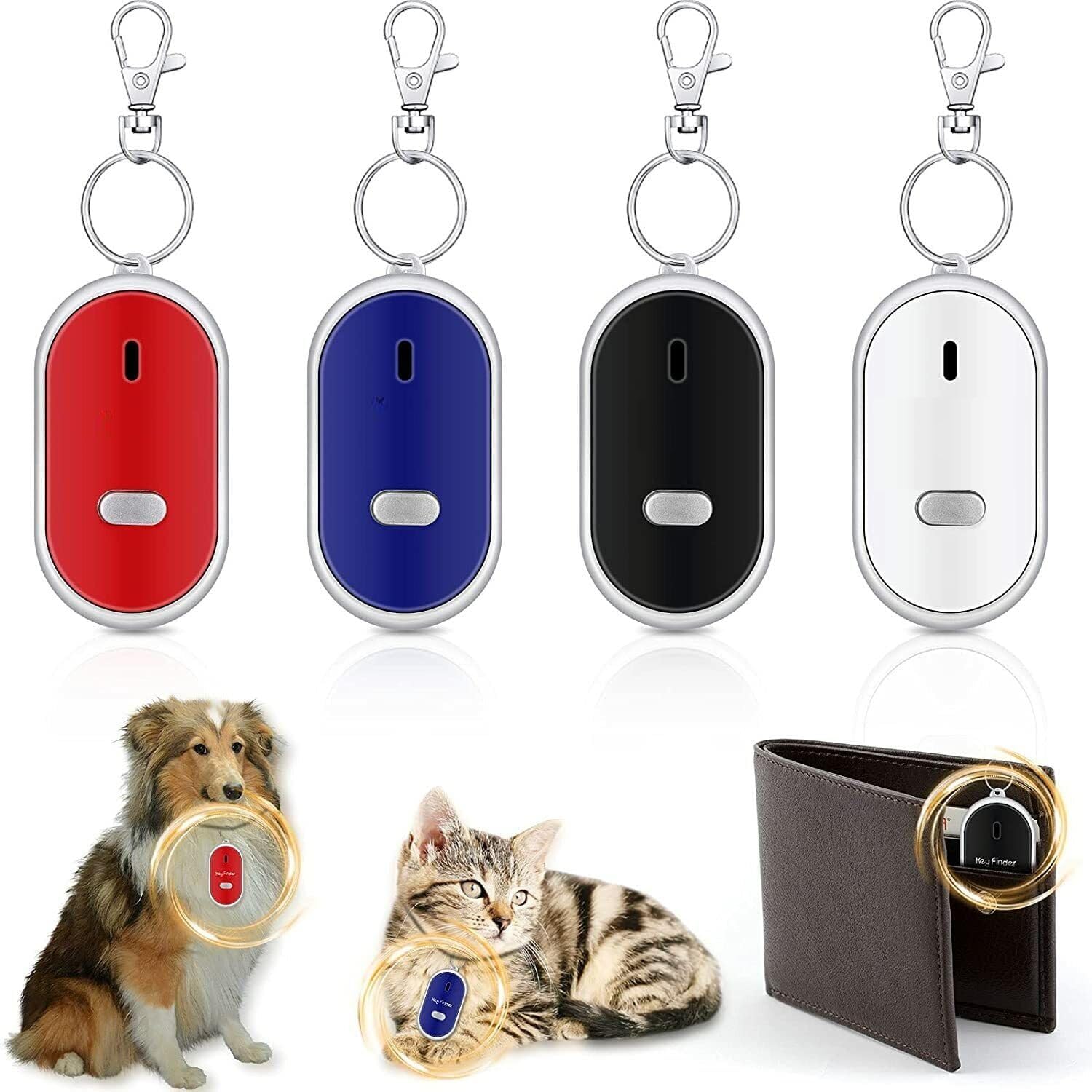 Lost Key Finder Whistle Beeping Flashing Locator Keychain with LED Torch – Remote Sound Activated