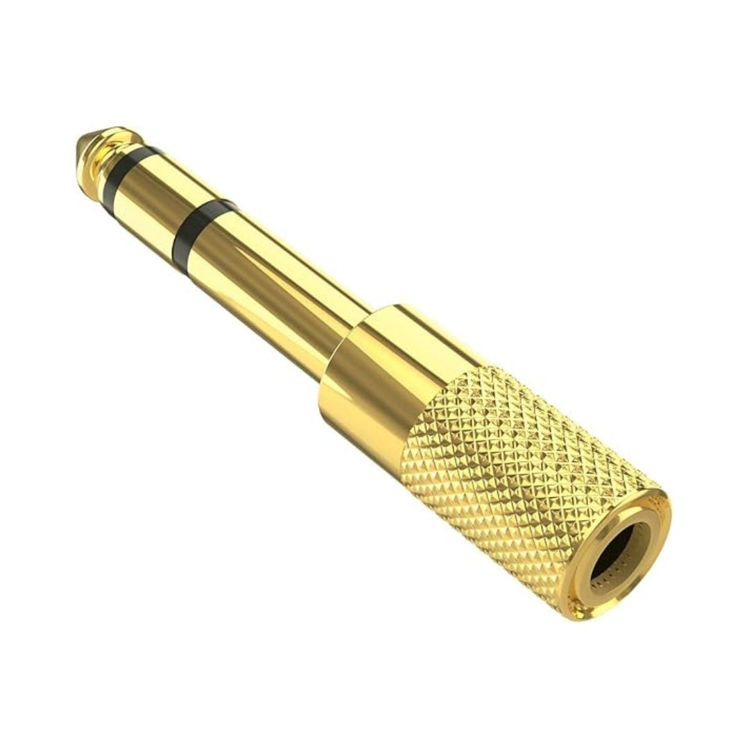 Audio Adapter 3.5mm to 6.35mm Socket Headphone Jack Plug Converter Gold Plated