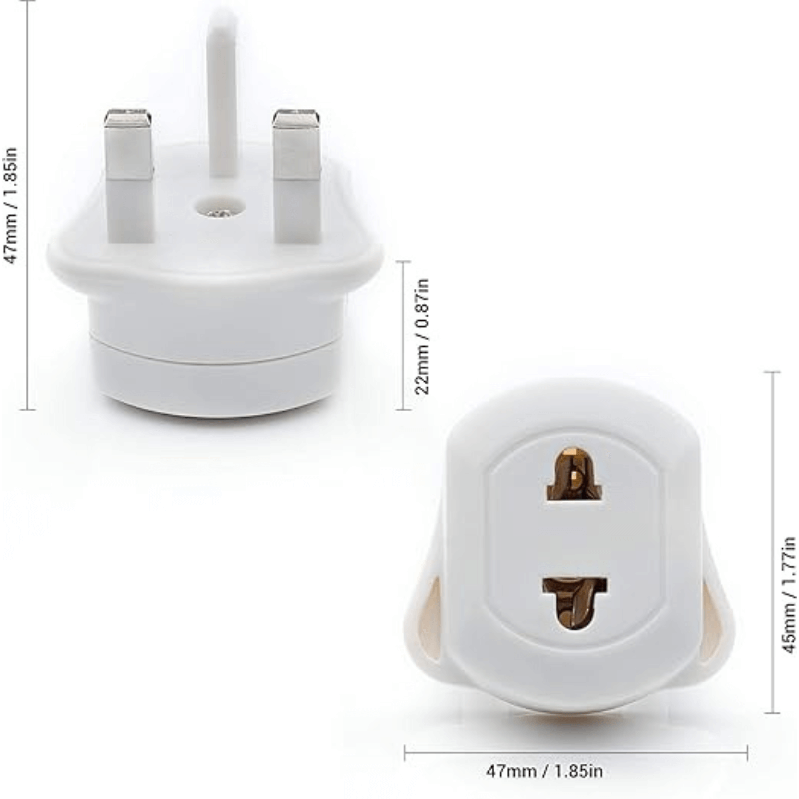 Universal EU to UK Travel Adapter - 2-Pin to 3-Pin Plug Converter