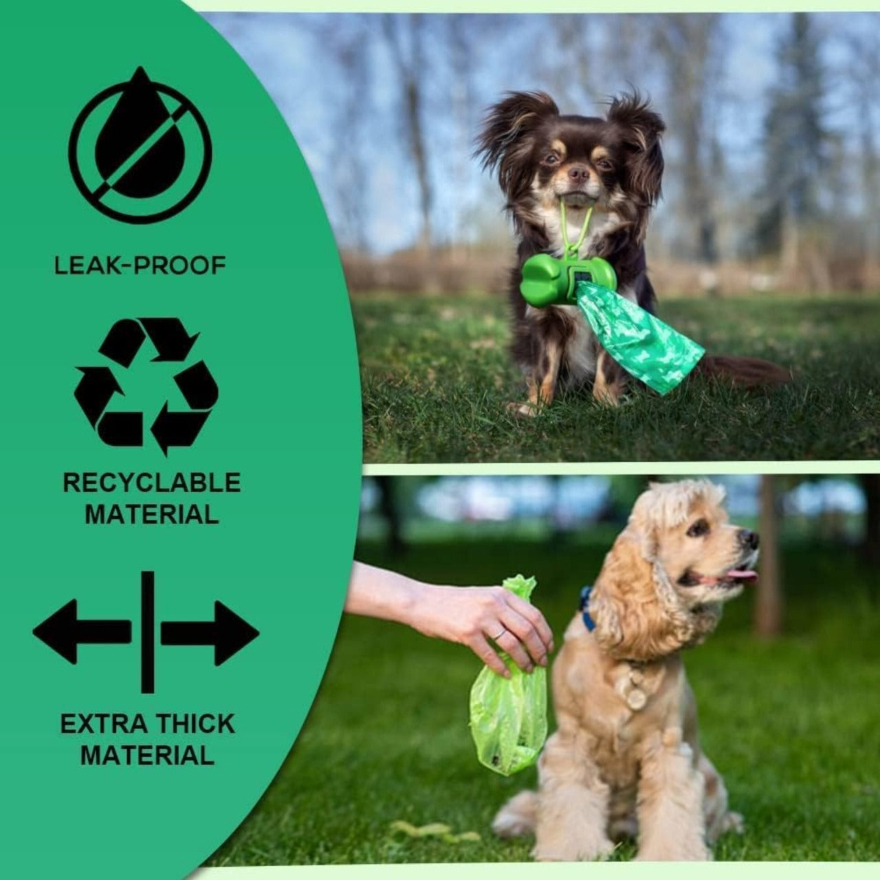 100 Count - Tidy-Z Dog Poop Bags with Tie Handles - 100% Leak-Proof, Extra Thick, Eco-Friendly, Pocket Pack 4x 25 Rolls, Green (32x36cm), biodegradable dog poop bags, tie handles, leak-proof dog waste bags, extra thick doggy bags