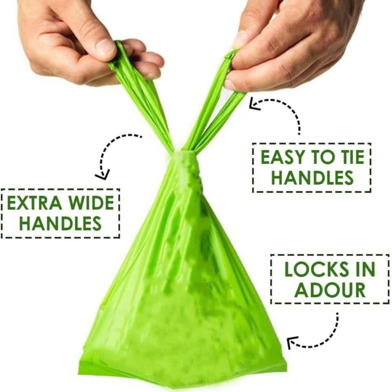 100 Count - Tidy-Z Dog Poop Bags with Tie Handles - 100% Leak-Proof, Extra Thick, Eco-Friendly, Pocket Pack 4x 25 Rolls, Green (32x36cm), biodegradable dog poop bags, tie handles, leak-proof dog waste bags, extra thick doggy bags