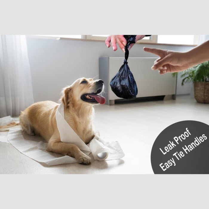 100 Pcs Premium Extra Strong Leak Proof Biodegradable Doggy Poo Bags with Tie Handles, Eco-Friendly and Scented, Ideal for Dogs, Cats, and Pets – Size 26x34