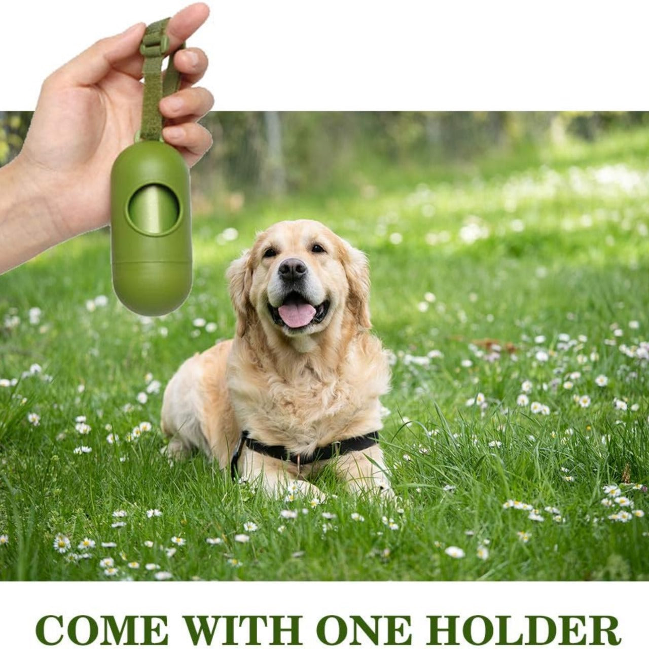 One Adjustable Dispenser with 2 Rolls of Dog Poop Bags Lavender Scented Biodegradable – 100% Leak Proof, Thick, Durable, and Convenient for Pet Owners