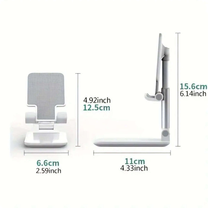 Mobile Phone Stand for Desk - Adjustable Phone Holder for all iPhone and Smart Phone, Tablet 4"-10" - Stylish White Desktop Phone Stands for Enhanced Comfort and Hands-Free (White) Accessories Foldable Cellphone Smartphone Mount Folding