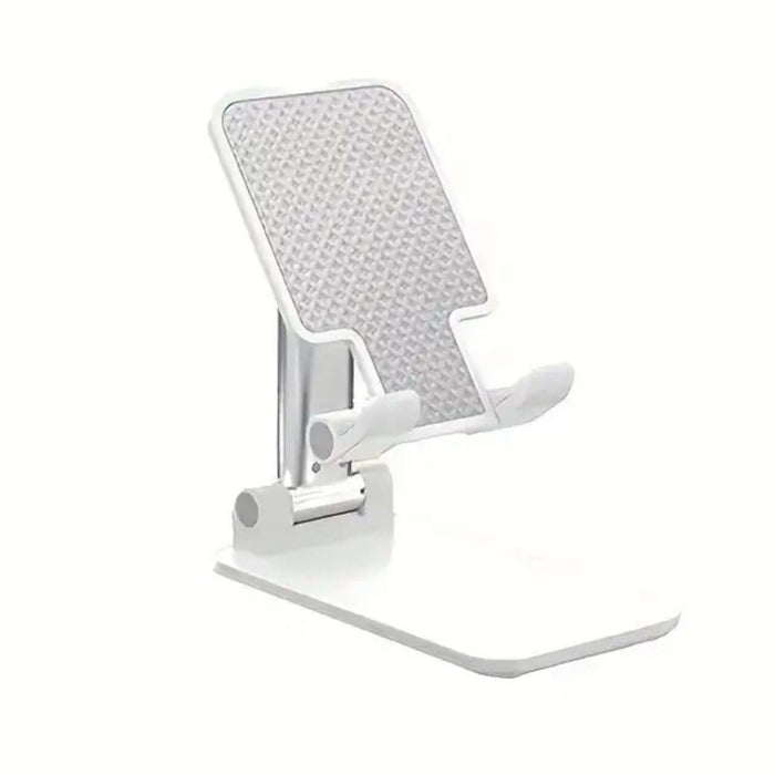 Mobile Phone Stand for Desk - Adjustable Phone Holder for all iPhone and Smart Phone, Tablet 4"-10" - Stylish White Desktop Phone Stands for Enhanced Comfort and Hands-Free (White) Accessories Foldable Cellphone Smartphone Mount Folding