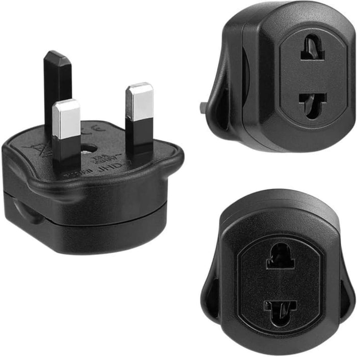 Universal EU to UK Travel Adapter - 2-Pin to 3-Pin Plug Converter