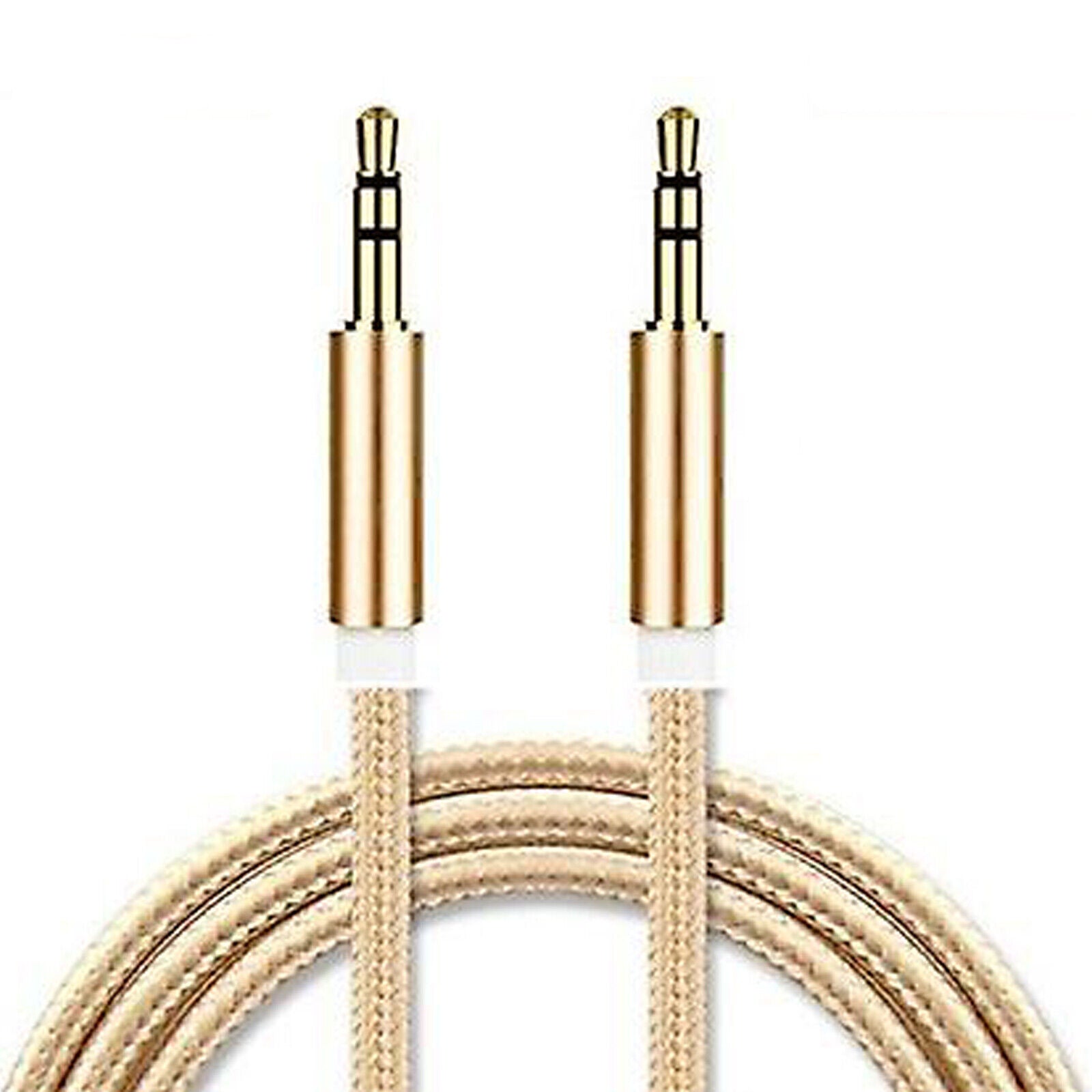 Premium 3.5 mm AUX Cable – Nylon Braided Gold‑Plated Audio Lead for Car, PC & Home Stereo (UK)
