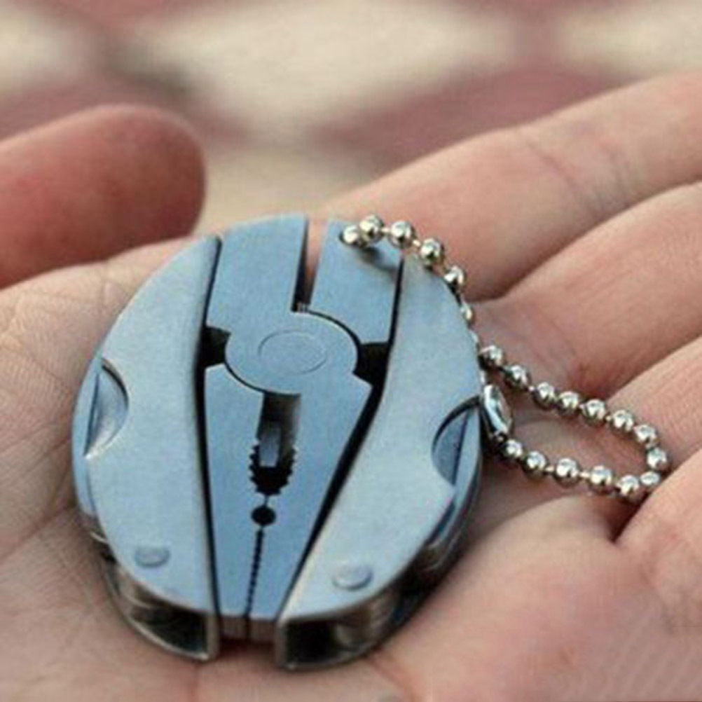 Multi Function Tool Mini Foldaway Key Chain Ring Plier Screwdriver Tradie Gift