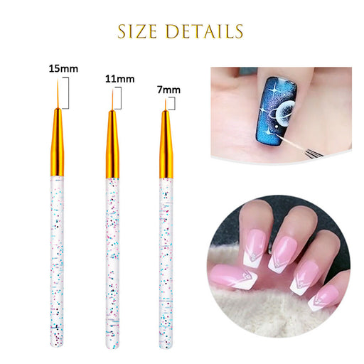 3Pcs Nail Art Brush Line Drawing Pen - Esellertree