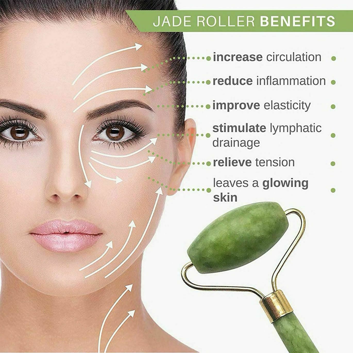 Jade Face Massage Roller Beauty Tool Facial Eye Neck Body - Esellertree