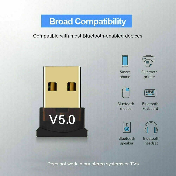 USB Bluetooth 5.0 Adapter Wireless Dongle Speed for Pc Windows 10 11 Computer UK