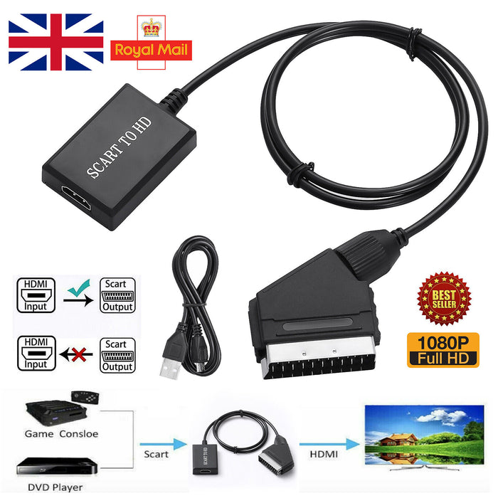 SCART to HDMI Converter Adapter SCART to HDMI Video Audio Converter Video Cable