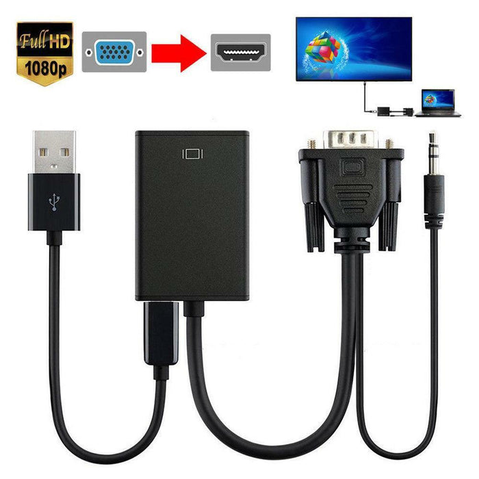 1080P HDMI Female to VGA Male with Audio Output Cable Converter Adapter Lead UK - Esellertree