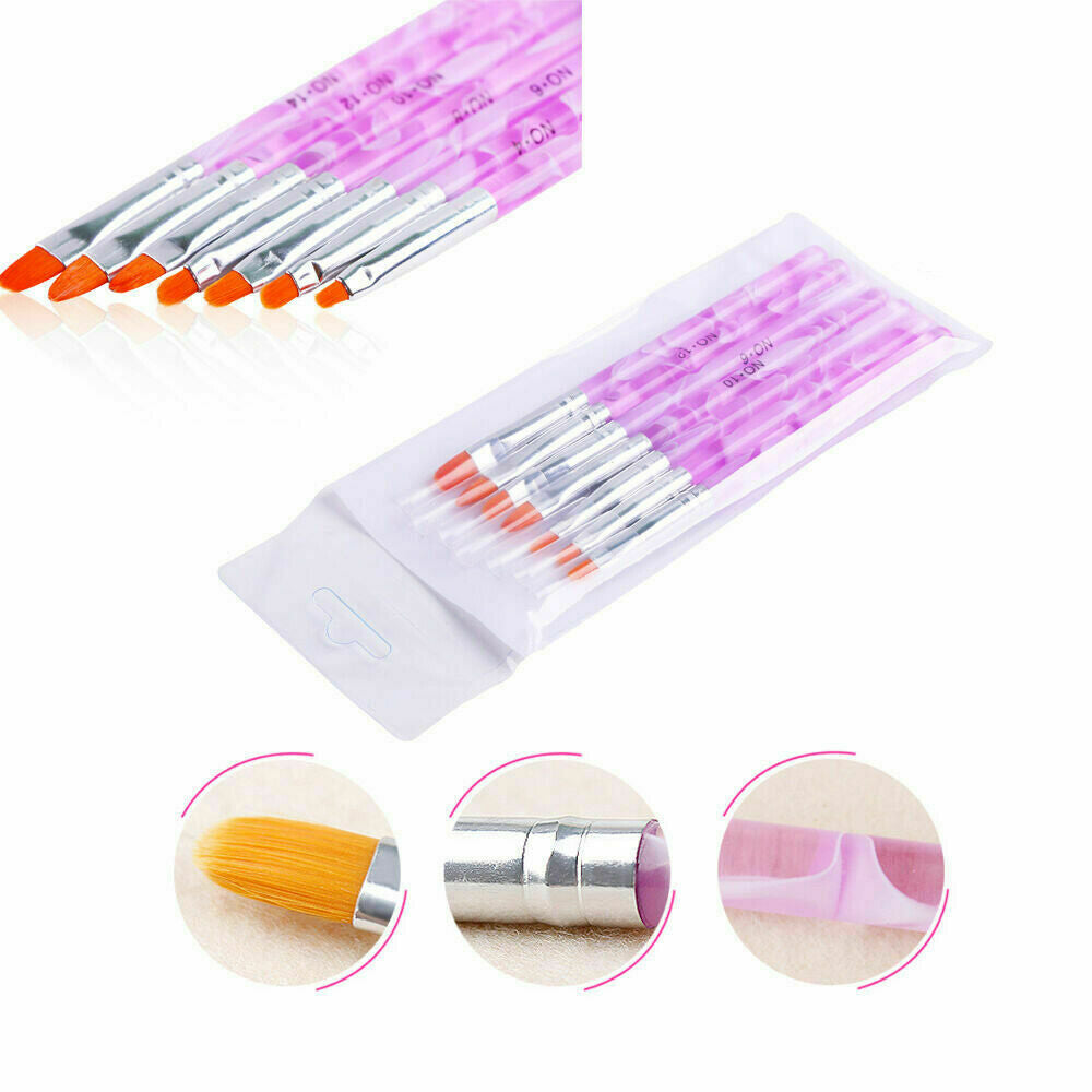 7pcs NAIL BRUSH SET Acrylic UV Builder Gel Nail Polish Art Painting KIT UK - Esellertree