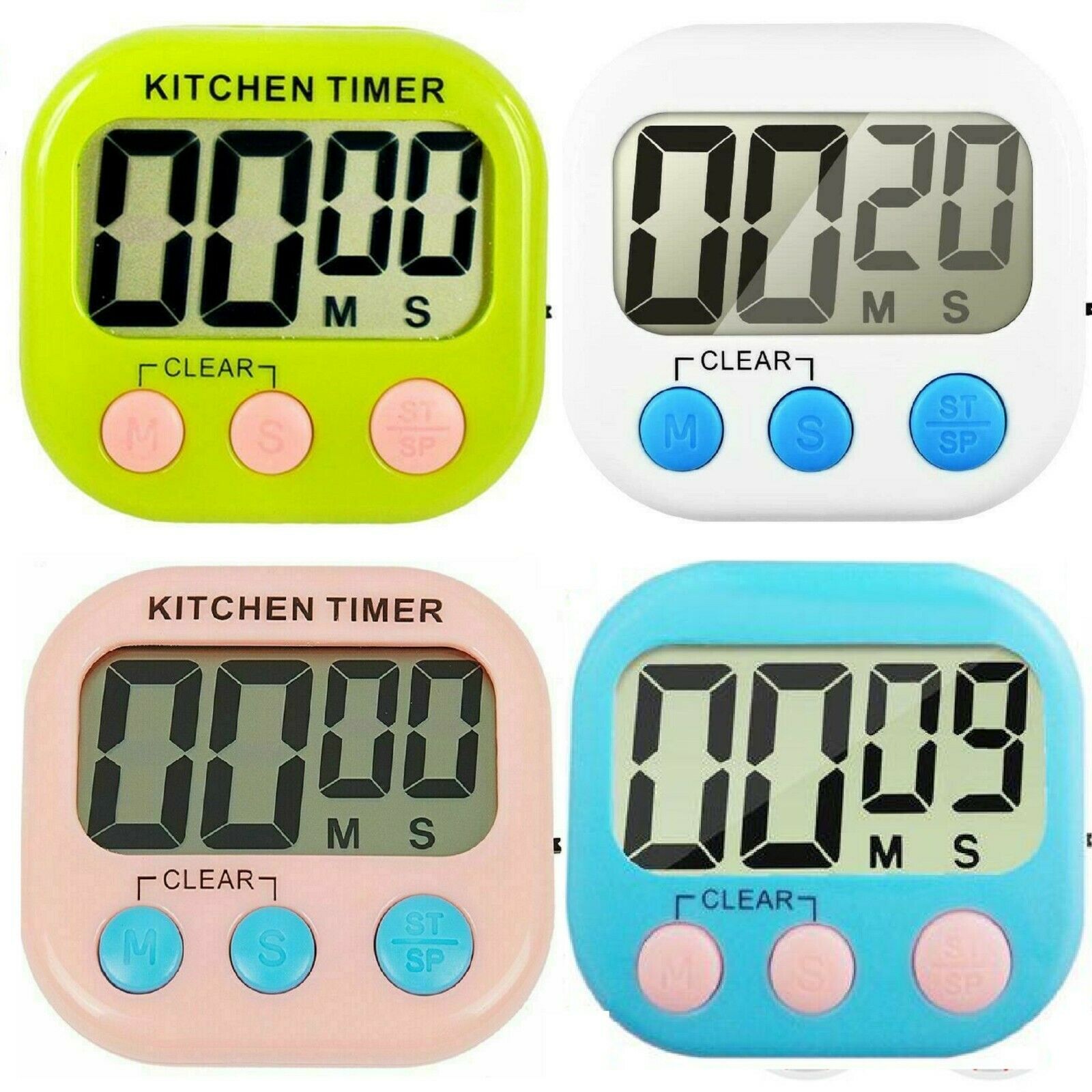 Kitchen Egg Cooking Magnetic Timer Clock Stopwatch Large LCD Digital Loud Alarm - Esellertree