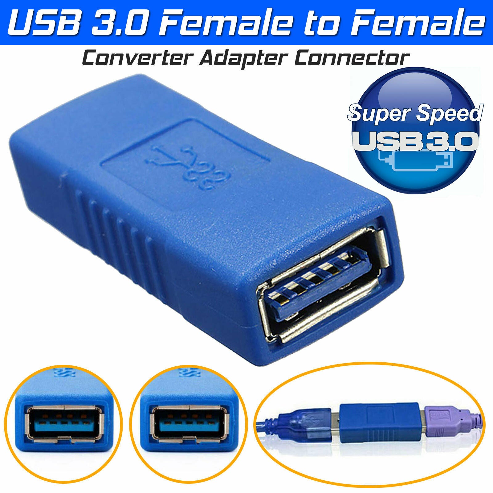 New USB 3.0 A Female to Female Converter Adapter Connector Joiner Coupler Cable - Esellertree