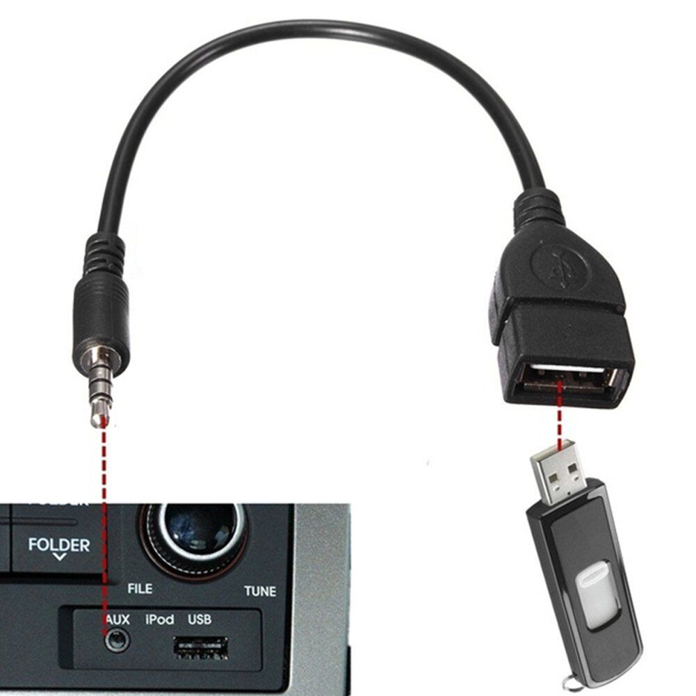 3.5mm AUX Audio Jack Plug Male to USB 2.0 Female OTG Converter Lead Adapter Car - Esellertree