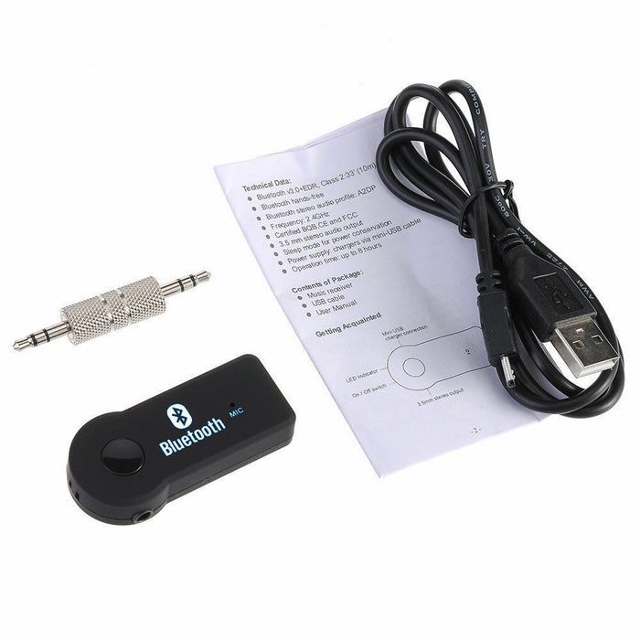 Bluetooth Wireless 3.5mm AUX Audio Stereo Music Car Receiver Adapter with  Mic Uk