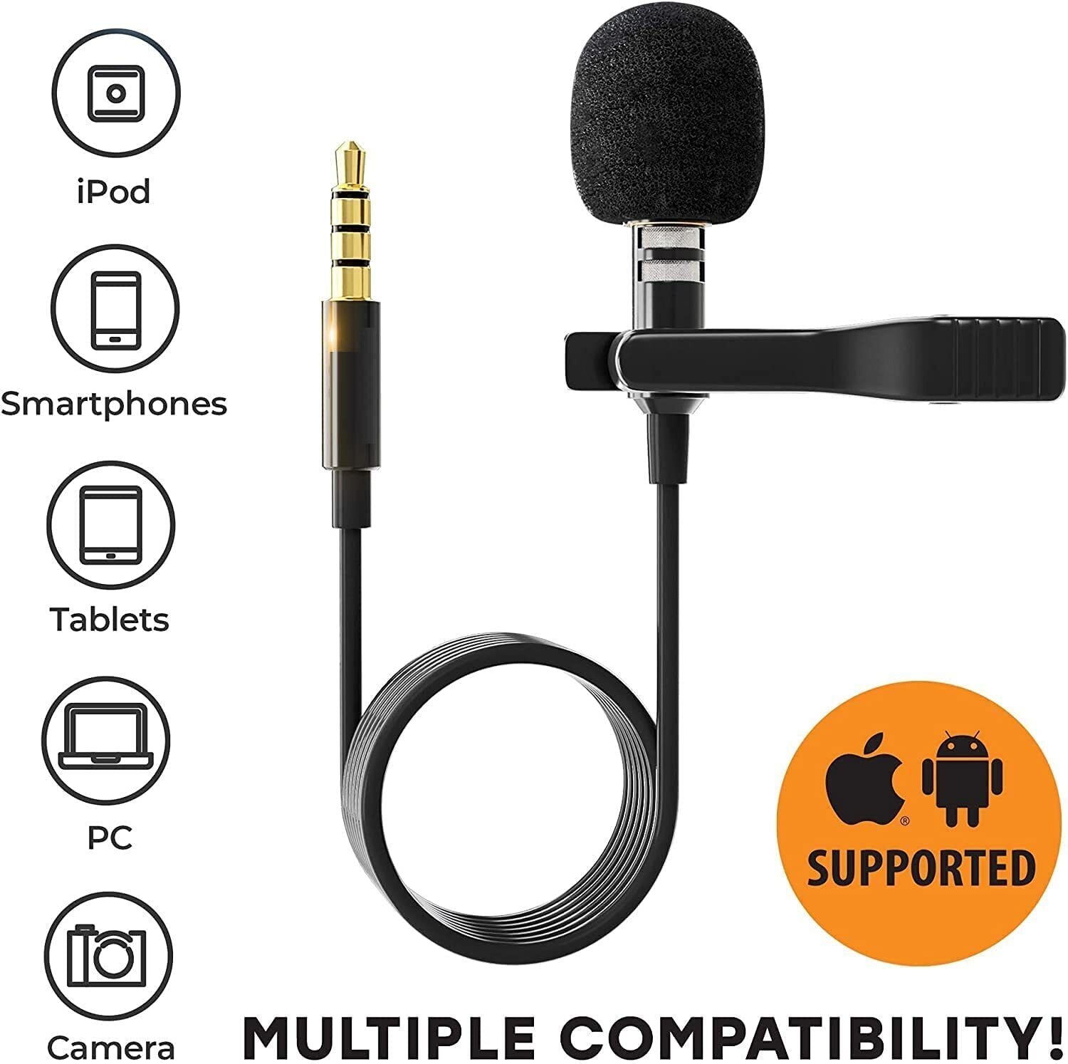 HD Clip-on Lapel Mini Lavalier Mic Microphone For Mobile Phone PC Recording Live - Esellertree