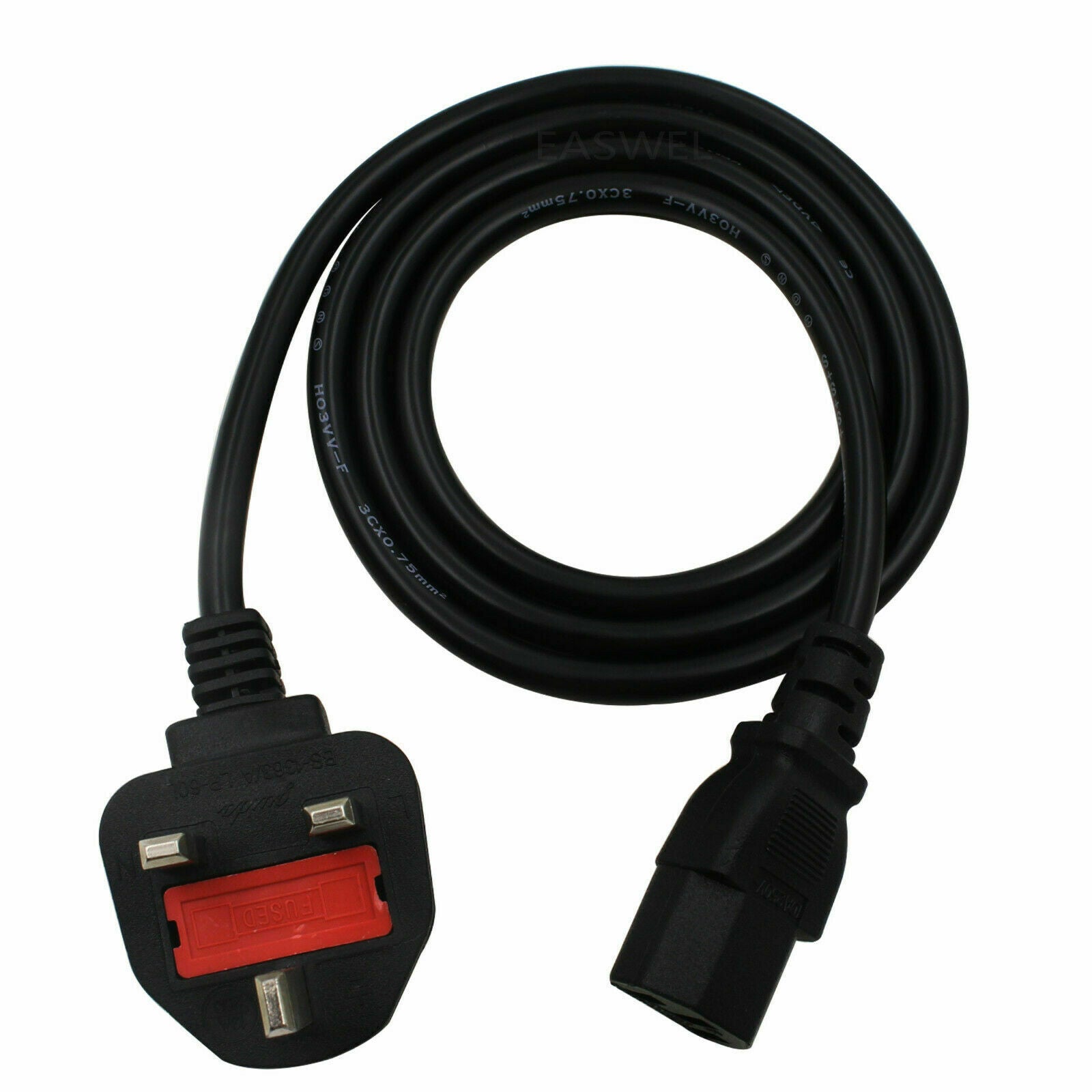 POWER LEAD 3 PIN Desktop, PC, MONITOR, Projector, Workstation AC KETTLE UK PLUG - Esellertree