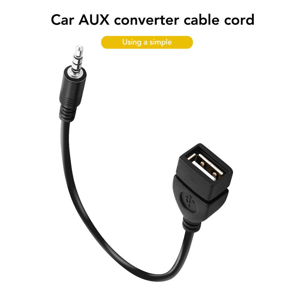 3.5mm AUX Audio Jack Plug Male to USB 2.0 Female OTG Converter Lead Adapter Car - Esellertree