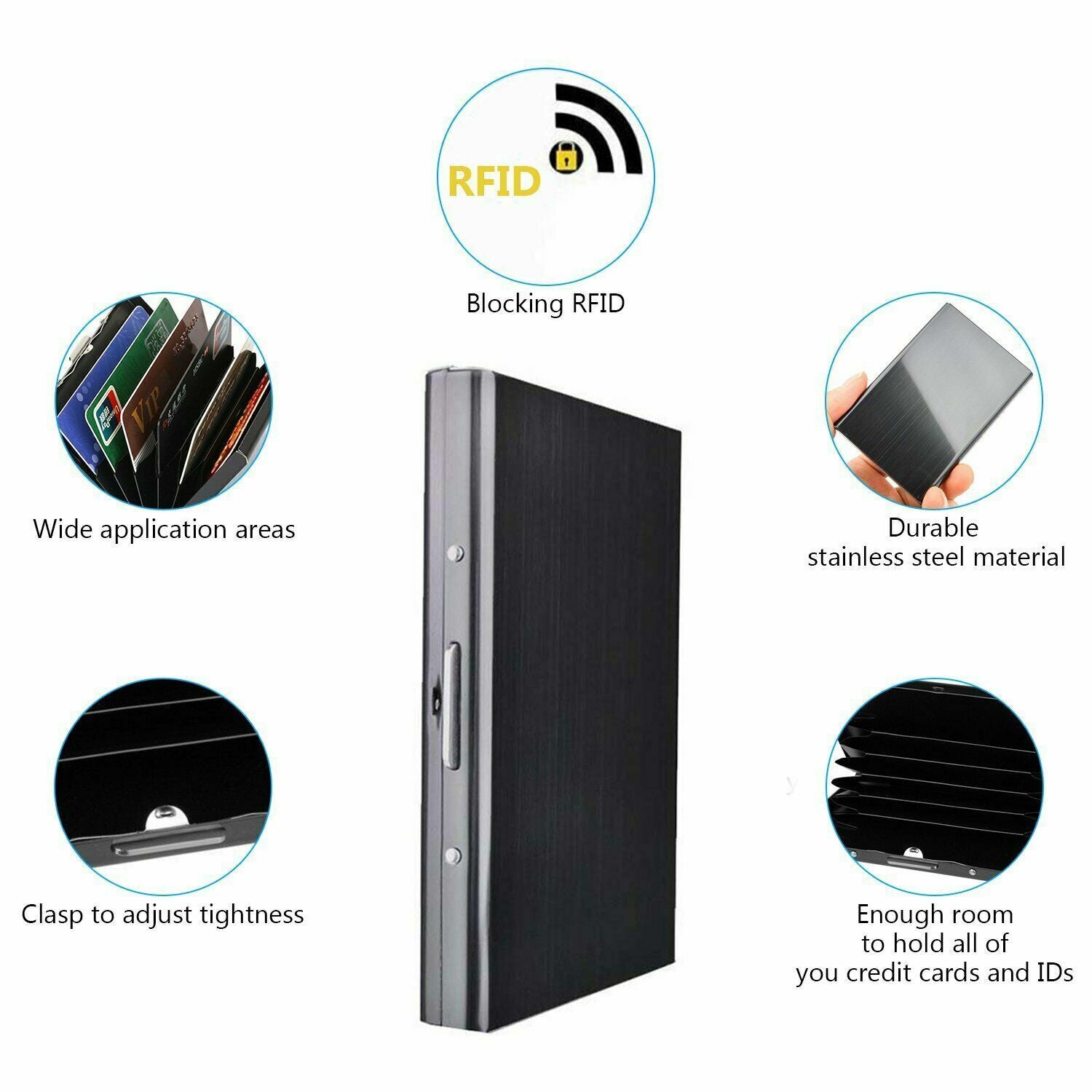 RFID Blocking Aluminum Protector Metal Wallet Credit Card Holders Thin Case Box - Esellertree