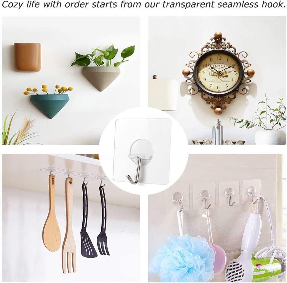 Self Adhesive Strong Sticky Hooks Heavy Duty Wall Seamless Transparent Hook - Esellertree