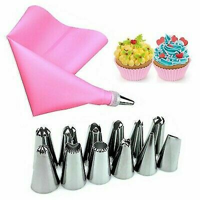 CAKE PIPING ICING 14Pcs CUPCAKE DECORATING COTTON BAG NOZZLE SET SUGARCRAFT CUP - Esellertree