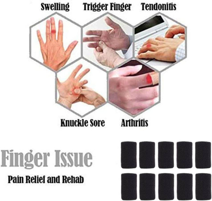 10 Pc Stretchy Finger Protector Sleeve Support Arthritis Sports Aid Wrap Straight - Esellertree