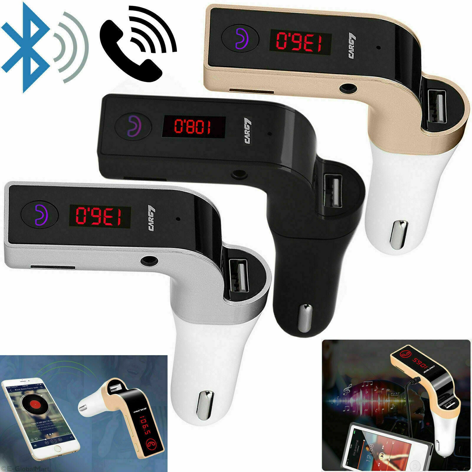 Wireless Car MP3 Bluetooth FM Transmitter Radio Music Player LCD USB Charger Kit - Esellertree