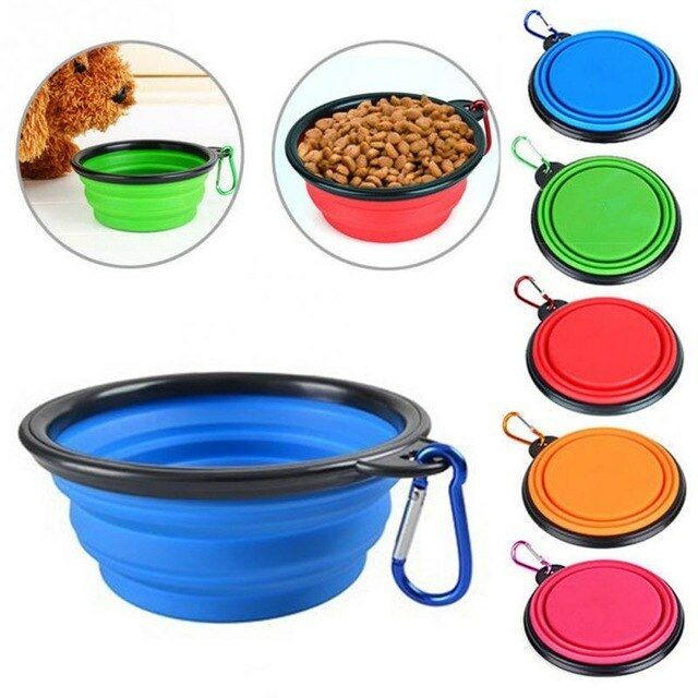 Collapsible Pet Dog Cat Feeding Bowl Pop Up Compact Travel Silicone Dish Feeder - Esellertree