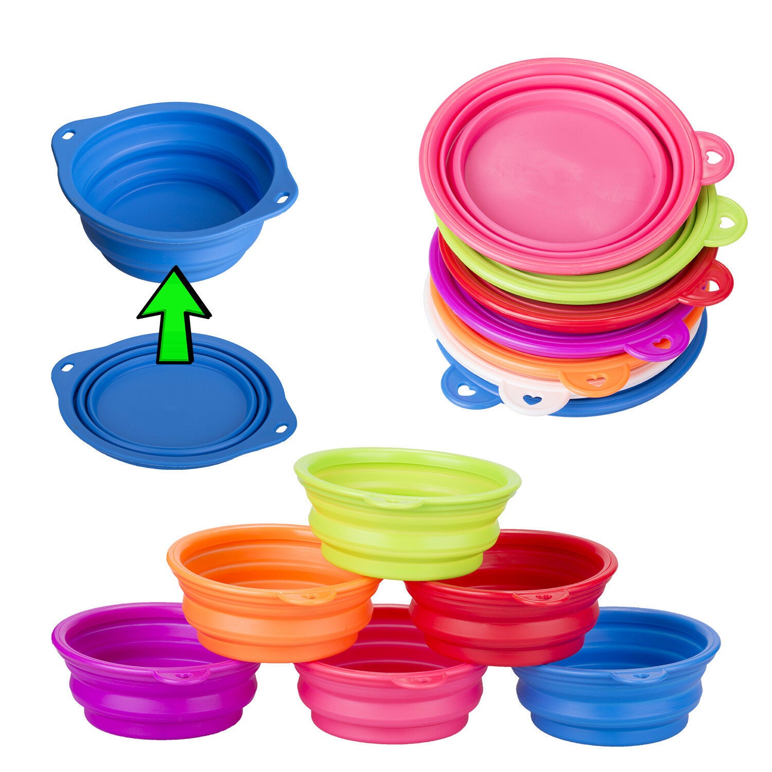 Collapsible Pet Dog Cat Feeding Bowl Pop Up Compact Travel Silicone Dish Feeder - Esellertree