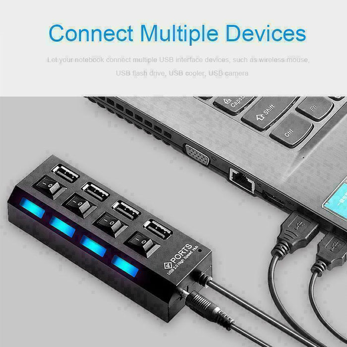 High Speed 4 Port USB HUB 2.0 Multi Splitter Expansion Desktop PC Lapt
