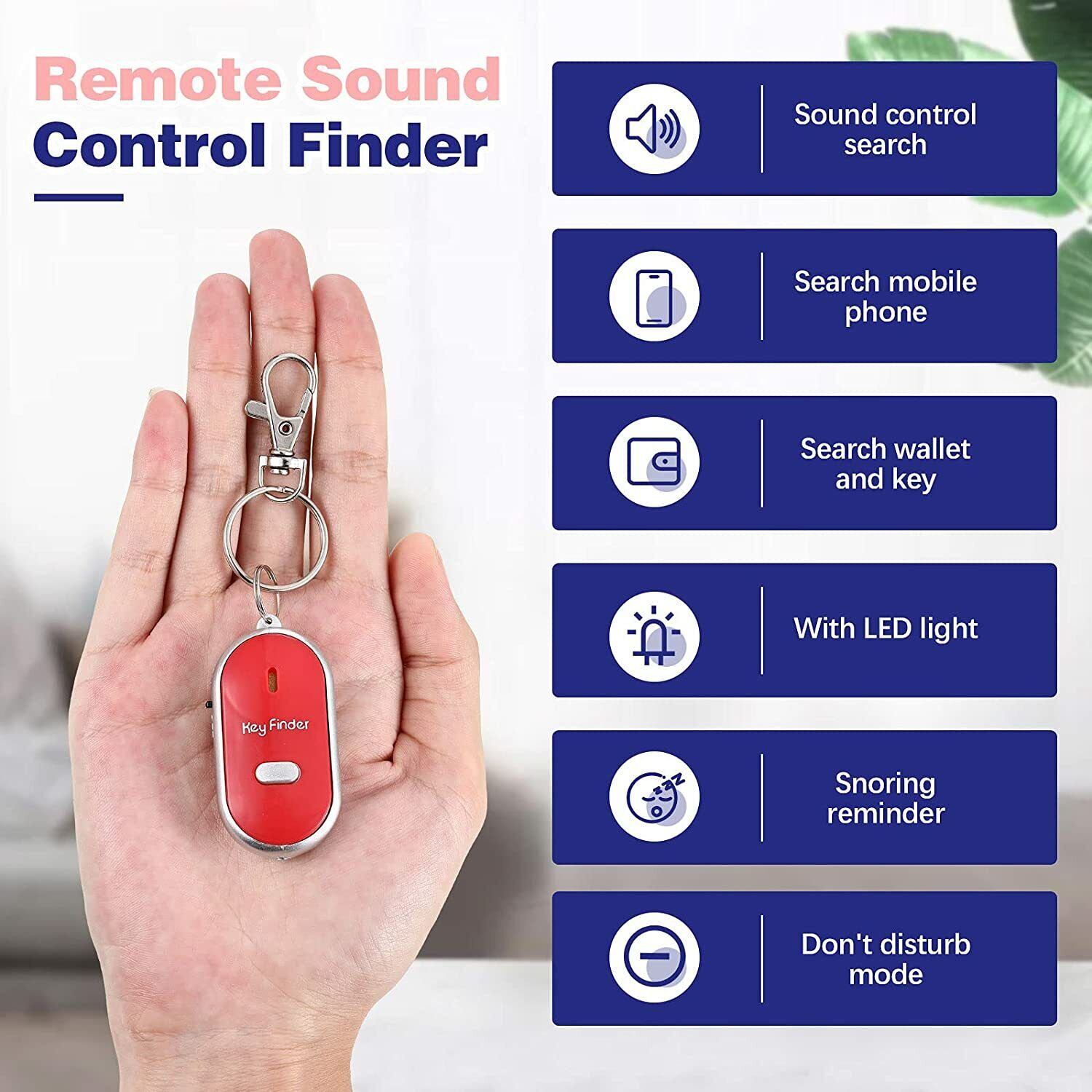 Lost Key Finder Whistle Beeping Flashing Locator Remote keychain LED Sonic torch - Esellertree