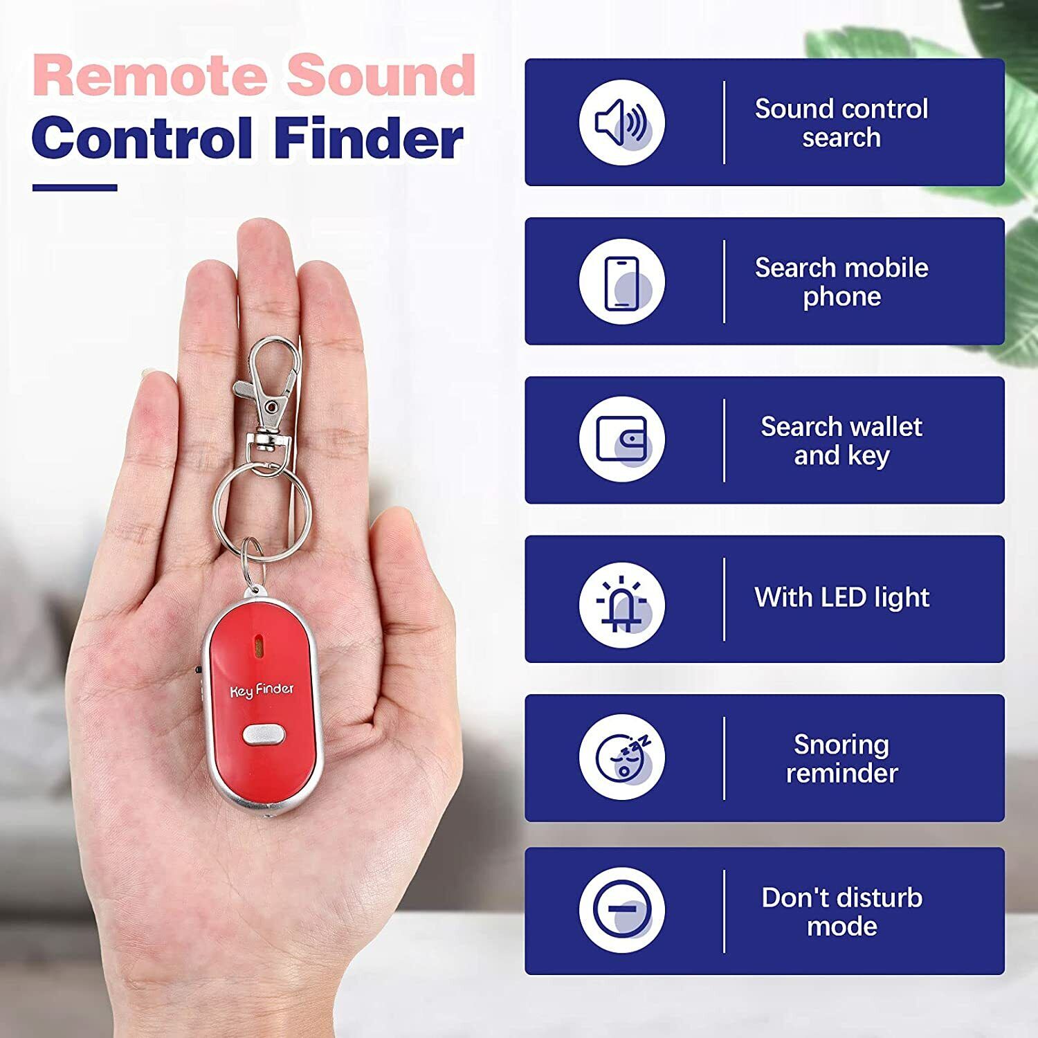 Lost Key Finder Whistle Beeping Flashing Locator Remote keychain LED S ...